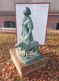 Blindes Mädchen mit Führhund