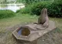Zwei Seelöwen mit Vogeltränke