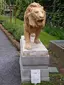 Statue of a lion near the entrance to the Artist garden in Nusle (right)